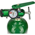 Lightning X Products O2 Mini Oxygen Regulator front view showing the green body and recessed gauge.