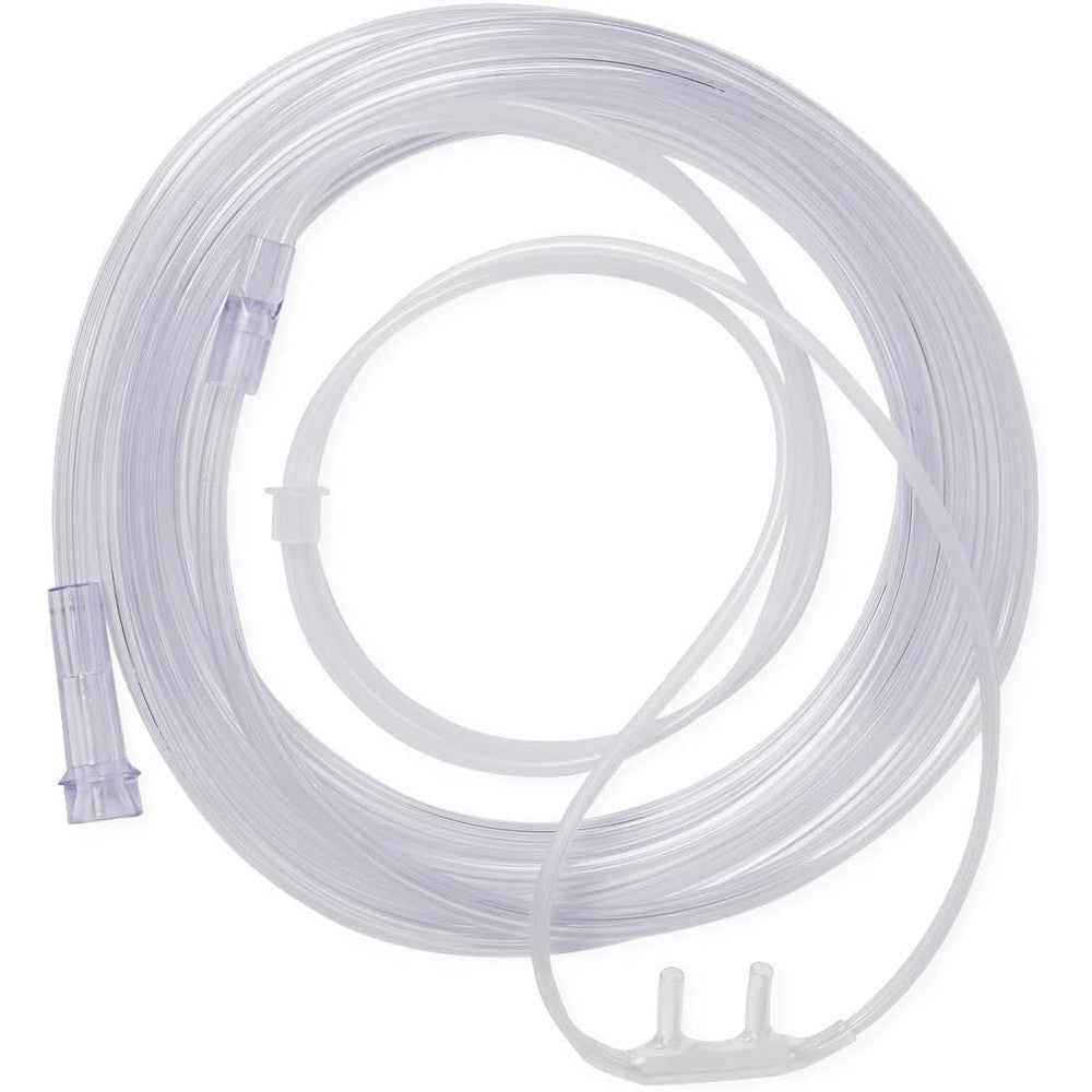 Medline Soft-Touch Nasal Oxygen Cannula front view of curved nasal prongs