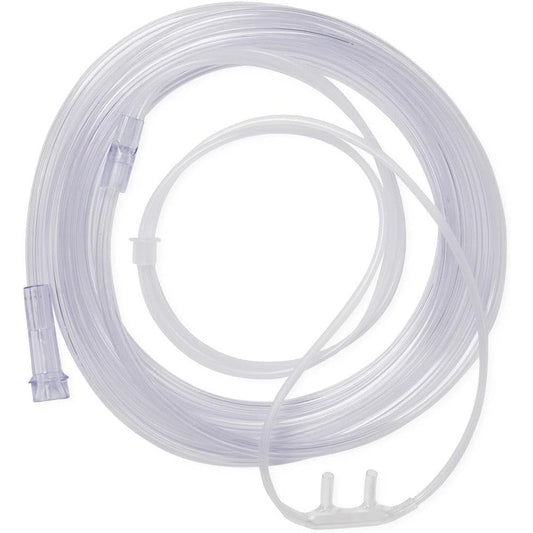 Medline Soft-Touch Nasal Oxygen Cannula front view of curved nasal prongs