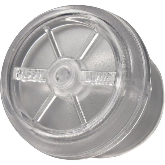 Lameiz Passy-Muir PMV 2000 clear tracheostomy speaking valve front view for medical communication.