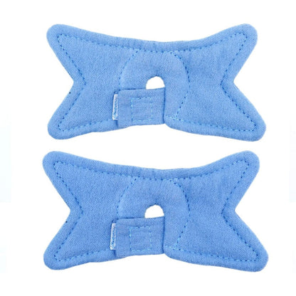Pinklilycare Trach Pads front view showing blue cotton fabric and contoured design.