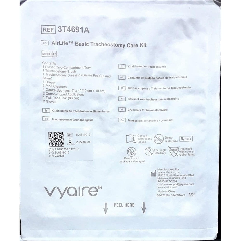 Vyaire Medical AirLife Tracheostomy Care Kit front view sterile medical supplies.