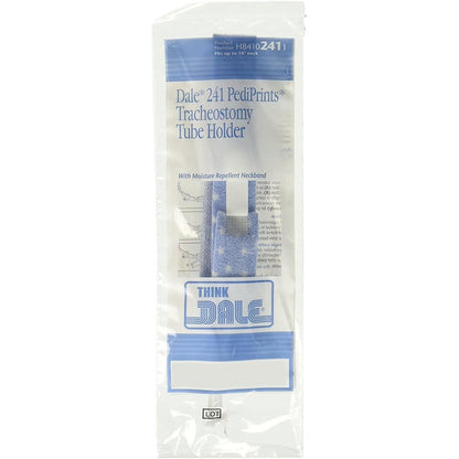 Dale Medical 241 Pediprints Tracheostomy Tube Holder front view showing pediatric print pattern.