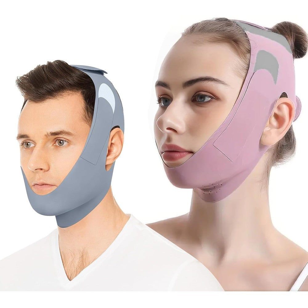 OHALEEP Anti Snore Chin Strap front view showing adjustable velcro for CPAP users.