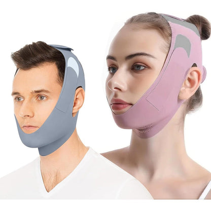 OHALEEP Anti Snore Chin Strap front view showing adjustable velcro for CPAP users.