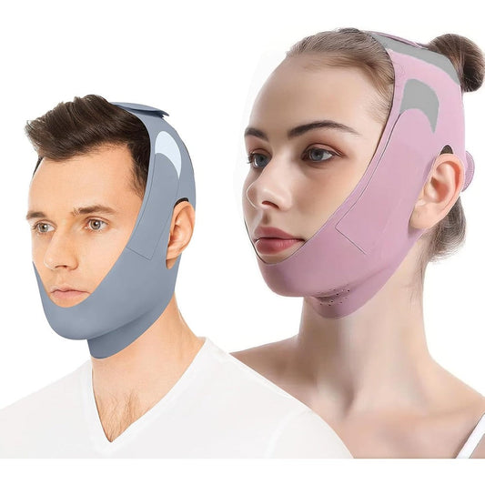 OHALEEP Anti Snore Chin Strap front view showing adjustable velcro for CPAP users.