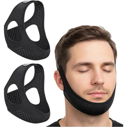 KeyBegin CPAP Chin Strap 2-Pack front view showing adjustable velcro straps for snoring relief.