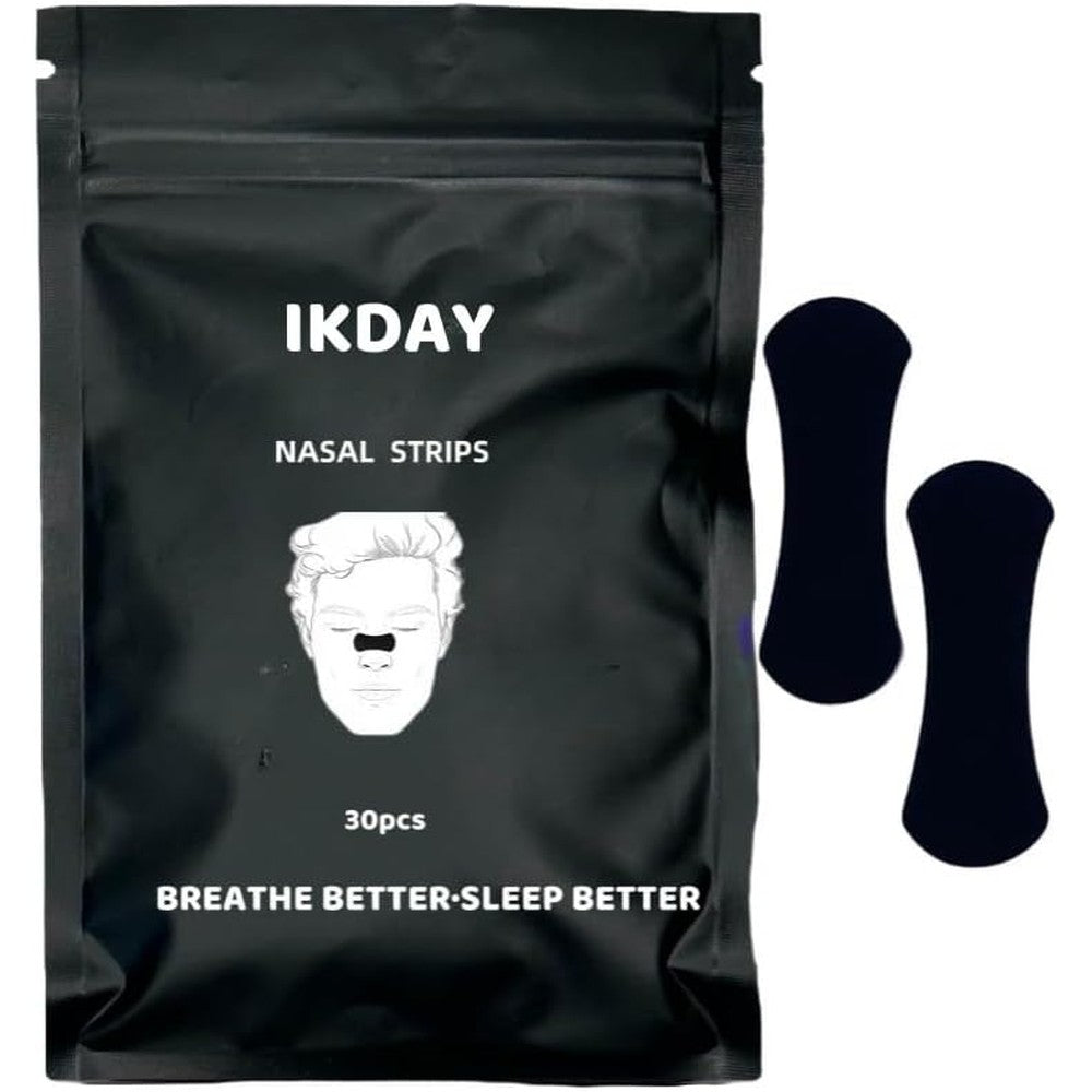 IKDAY Nose Strips for Breathing 30 pack front view for snoring relief.
