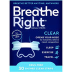 Breathe Right Clear Nasal Strips 30 count box front view snoring relief