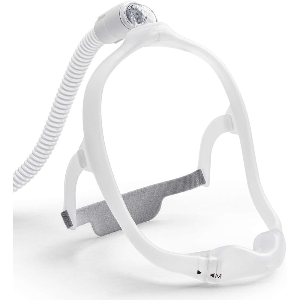MYNA MEDICAL DreamWear Nasal Complete Set front view showing the clear silicone frame and headgear.