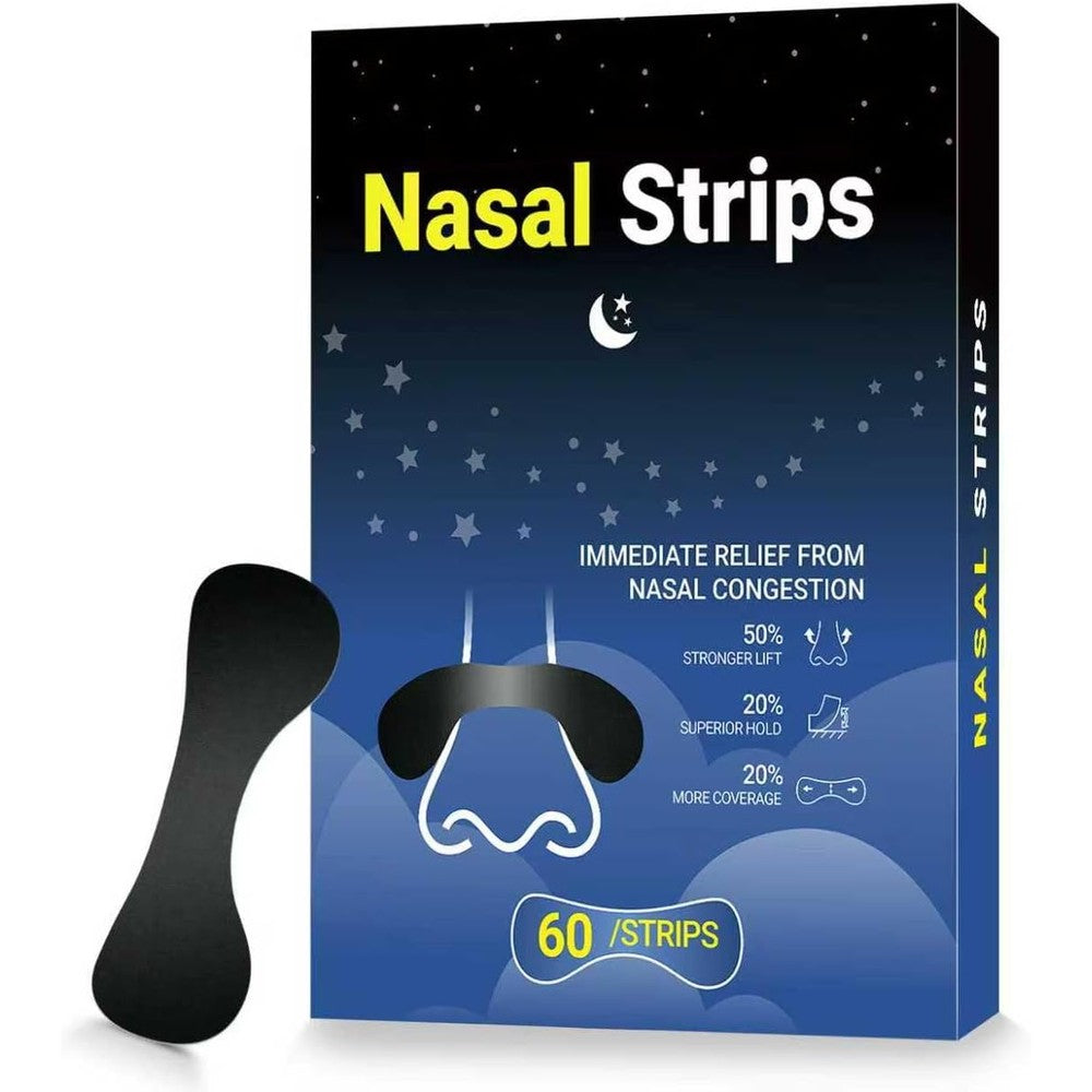 BLAZE extra strength nasal strips black sixty pieces box front view showing packaging details