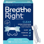 Breathe Right Original Nasal Strips Clear 30 count front packaging view