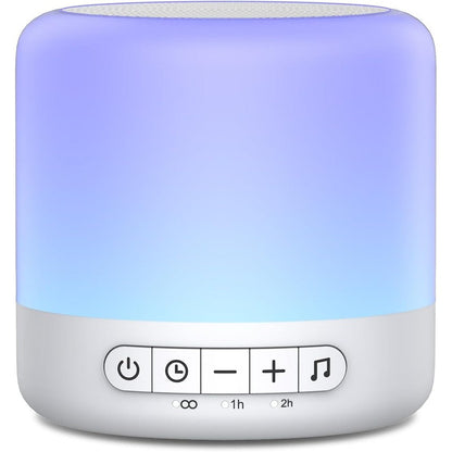 Easysleep White Noise Sound Machine front view with night light glow