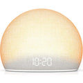 HOUSBAY Sunrise Alarm Clock front view showing fabric finish and digital display.