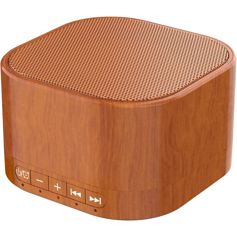Magicteam White Noise Machine front view showing wood grain finish for sleep therapy.