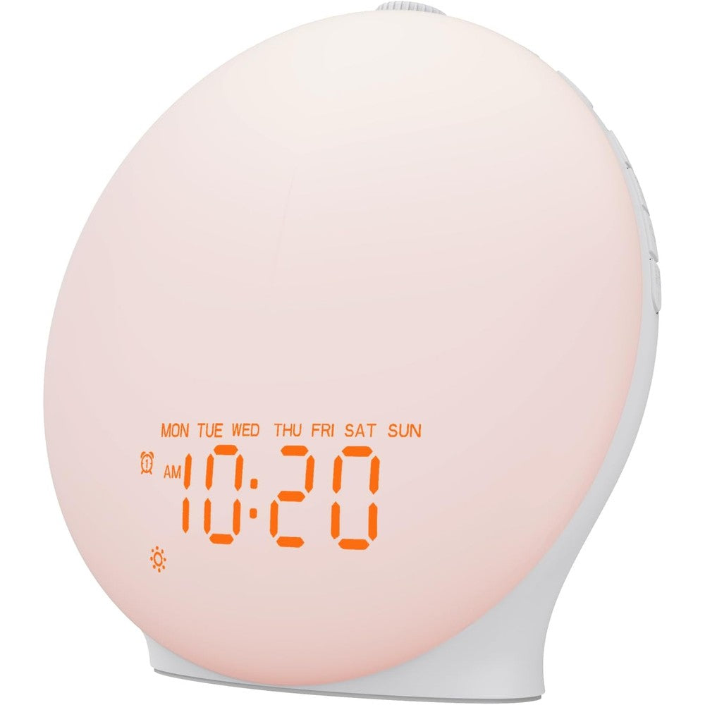 JALL sunrise alarm clock front view displaying glowing warm wake up light