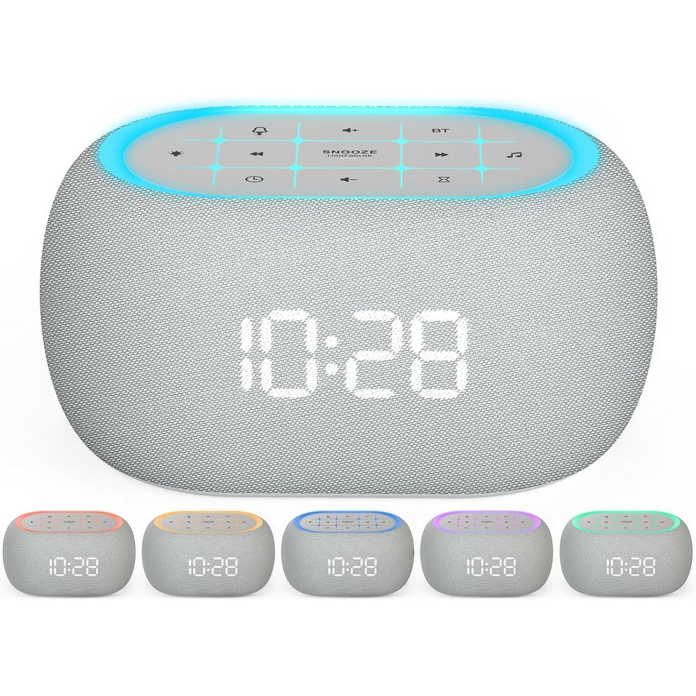 ANJANK White Noise Sound Machine front view with digital clock display