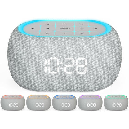 ANJANK White Noise Sound Machine front view with digital clock display