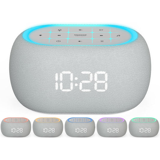 ANJANK White Noise Sound Machine front view with digital clock display