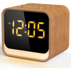 Housbay Wooden Sound Machine Alarm Clock front view showing digital LED display.