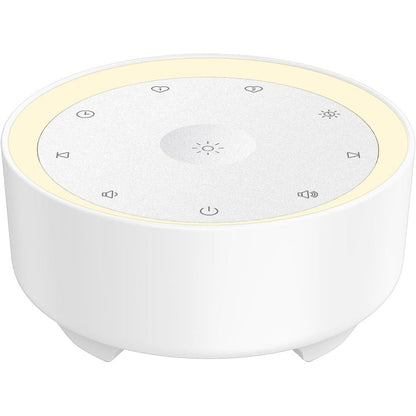 Kipcush White Noise Machine front view showing touch controls and white exterior.