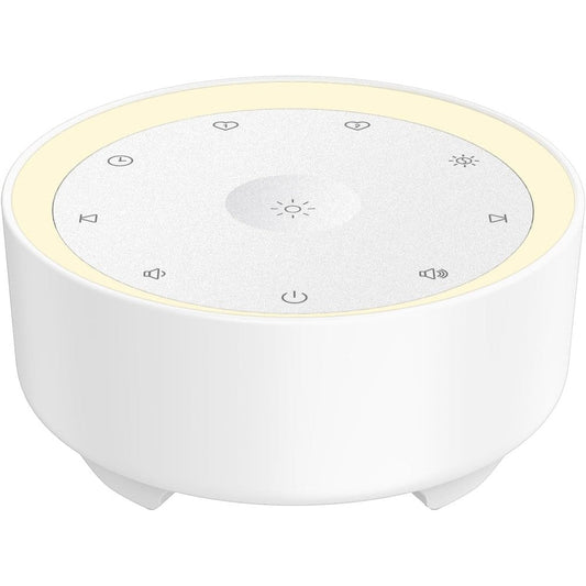 Kipcush White Noise Machine front view showing touch controls and white exterior.