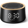 Dreamegg D1 Nova white noise sound machine front view showing digital alarm clock display