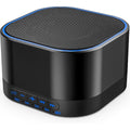 Magicteam White Noise Machine front view showing buttons and blue light ring for sleep therapy.