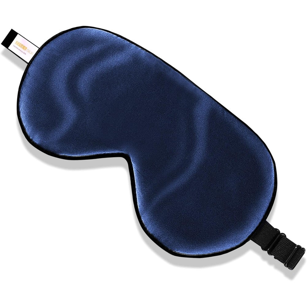 ZIMASILK Navy Blue Mulberry Silk Sleep Mask front view authentic import