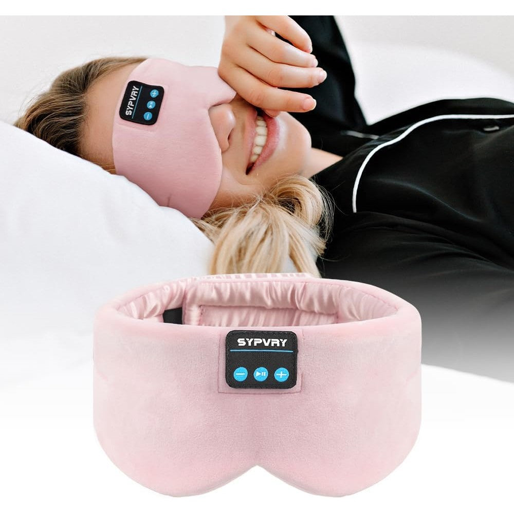 Sypvry Bluetooth sleep mask headphones in pink front view