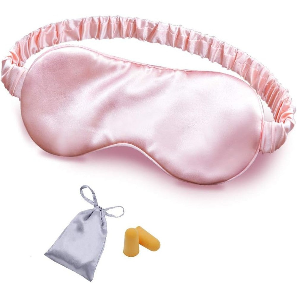OLESILK Pink Mulberry Silk Sleep Mask front view for light blocking