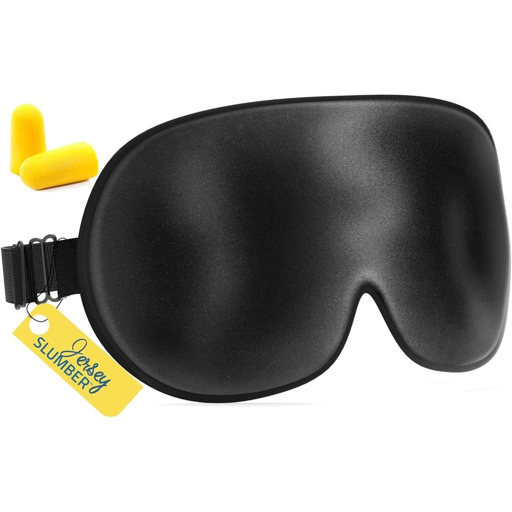 Jersey Slumber 100% Silk Sleep Mask front view black light blocking blindfold