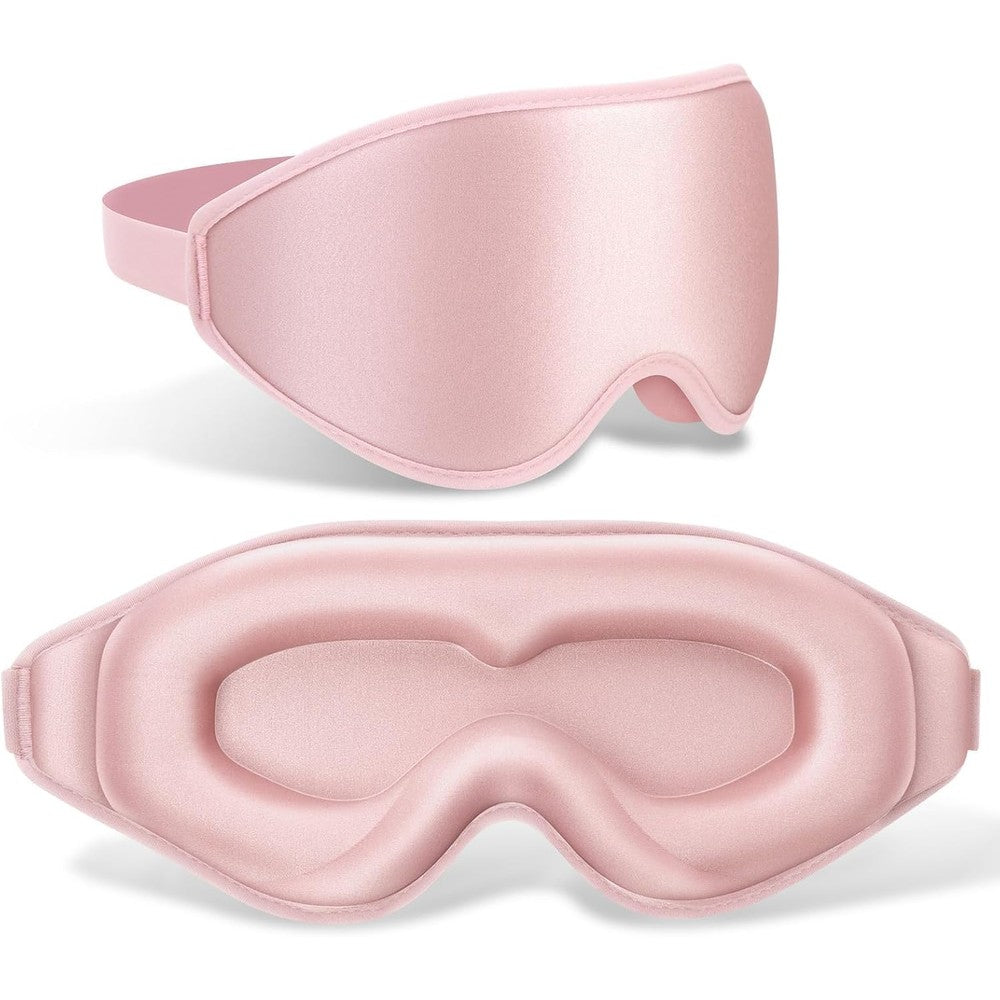 FlyCoco 3D Contoured Memory Foam Sleep Mask in Pink front view