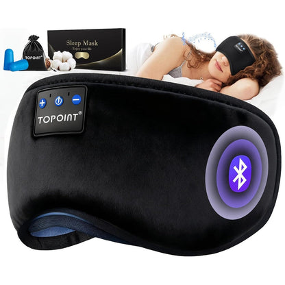 TOPOINT Bluetooth sleep mask front view for blackout sleeping