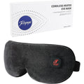 Telepepe cordless heated eye mask front view showing sleek black plush fabric design
