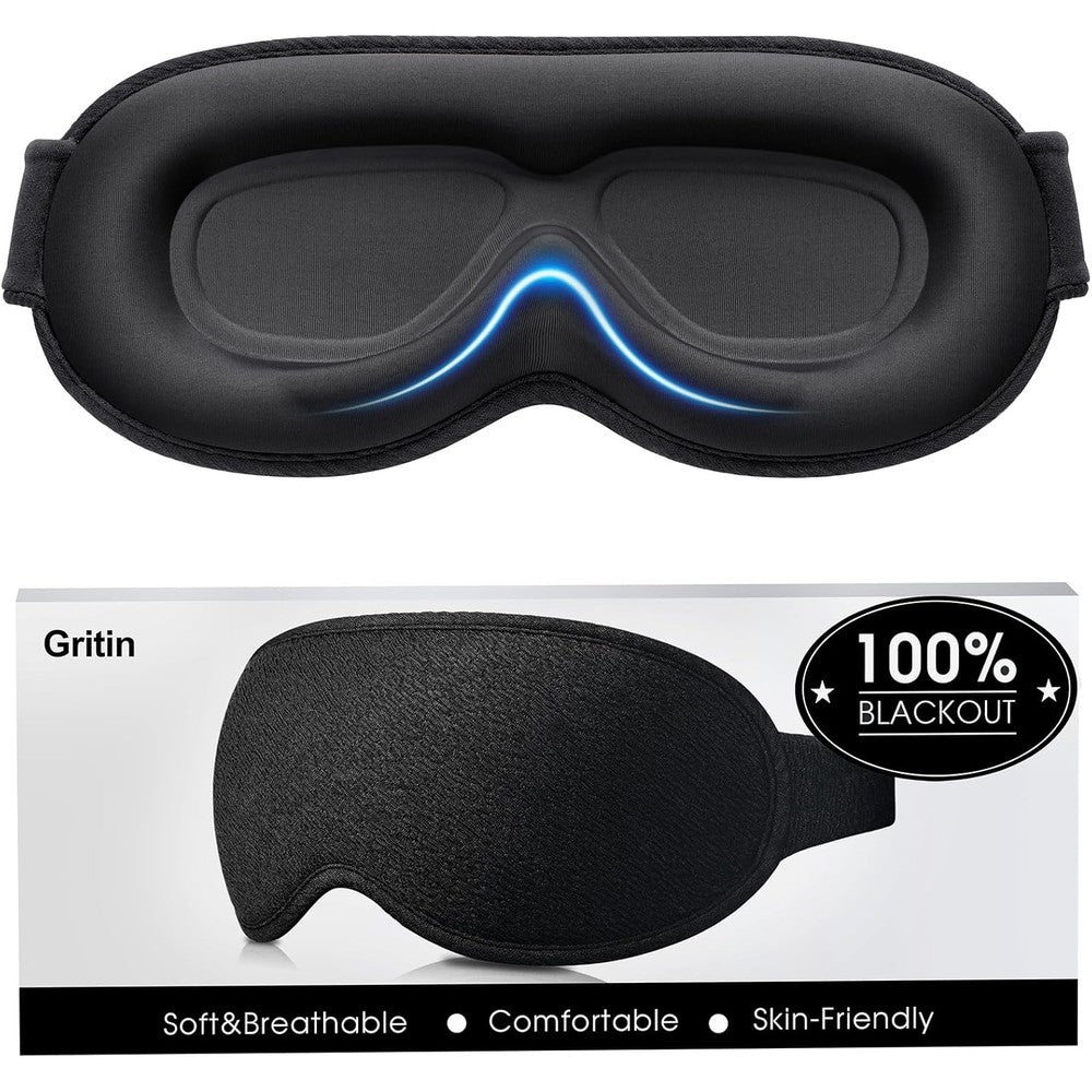 Gritin 100% Blackout Sleep Eye Mask front view