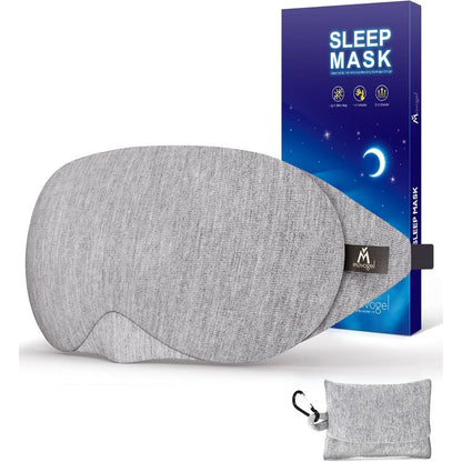 Mavogel Cotton Sleep Eye Mask front view showing grey fabric and nose bridge.