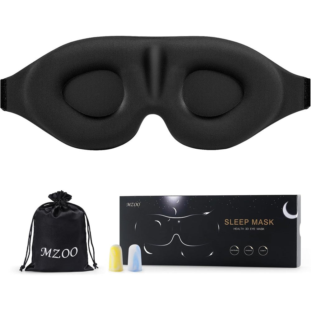 MZOO Luxury 3D Sleep Eye Mask front view showing contoured cups.