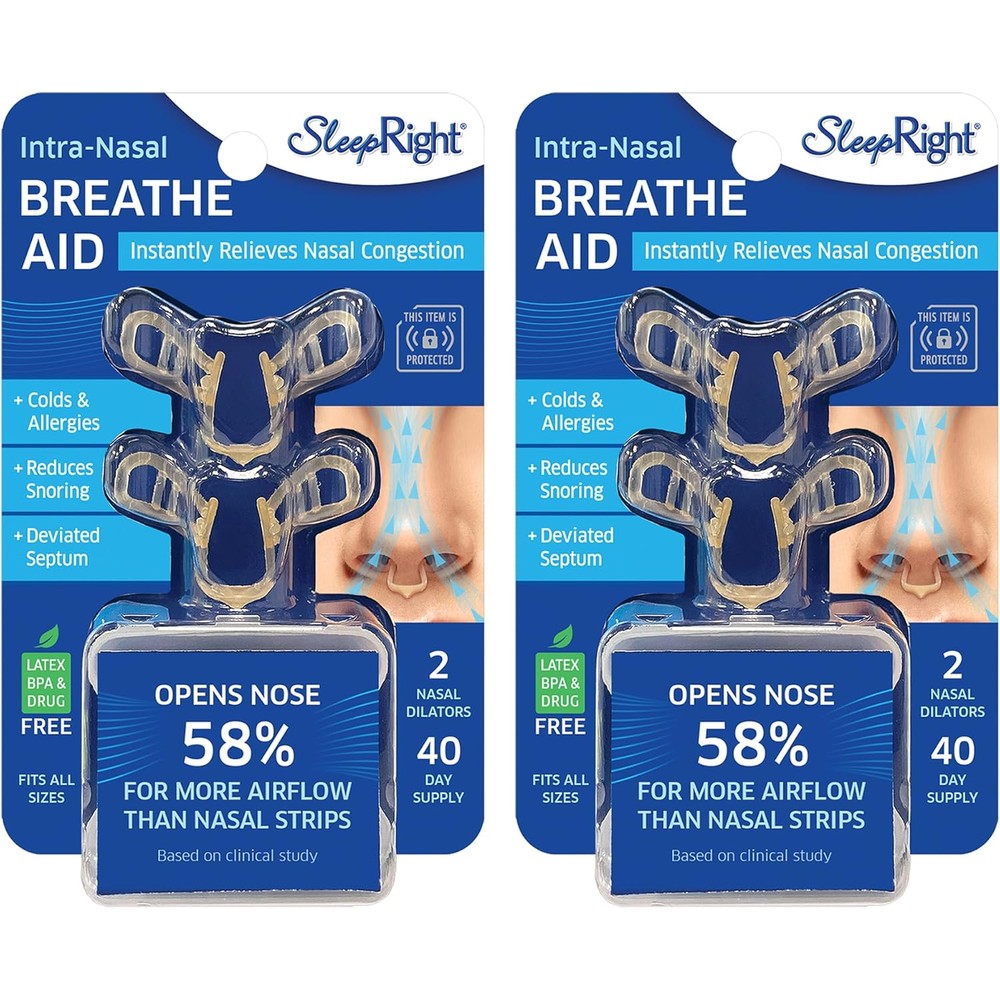 SleepRight Intra-Nasal Breathe Aids 2 pack front view for snoring relief