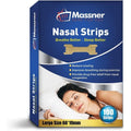 Massner Nasal Strips front view of 100 count box for snoring relief.