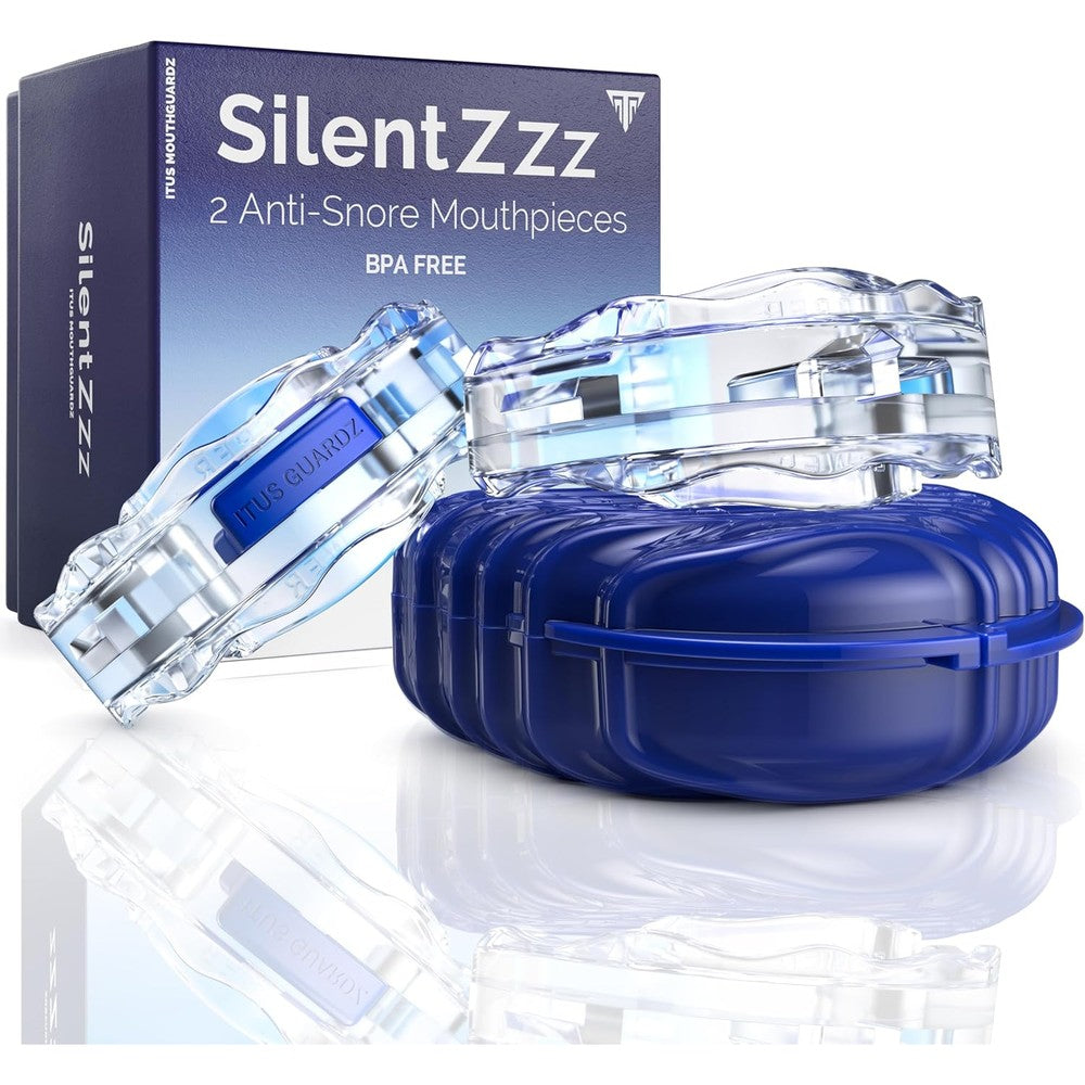 Itus Mouthguardz SilentZzz front view showing adjustable EVA anti snore device.