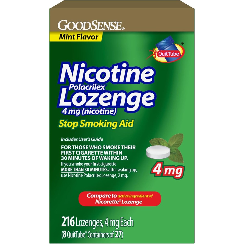 GoodSense Nicotine Polacrilex Lozenges 4mg mint flavor front packaging.