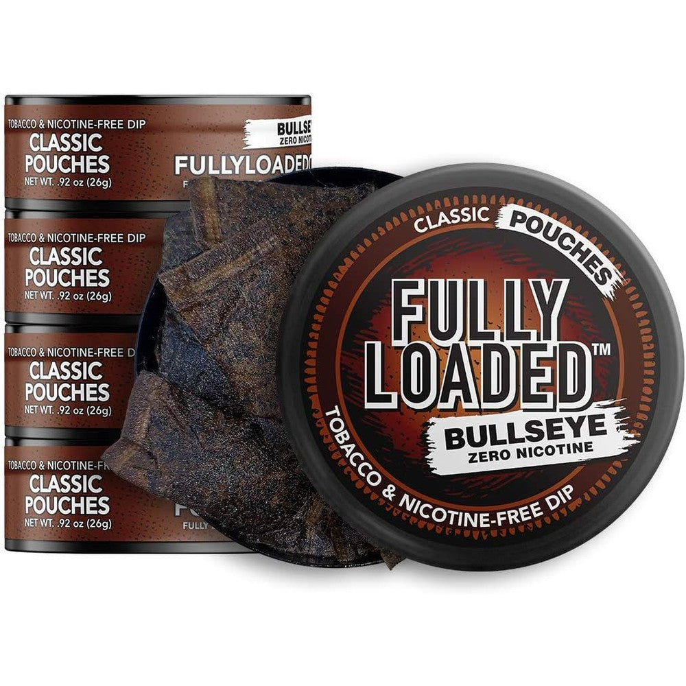 Fully Loaded Chew Classic Bullseye Pouches front view of five cans.