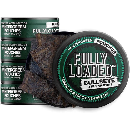 Fully Loaded Bullseye Wintergreen Pouches 5 Pack front view tobacco free dip