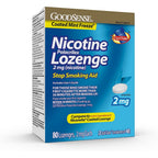GoodSense Coated Ice Mint Nicotine Polacrilex Lozenges front packaging for smoking cessation.