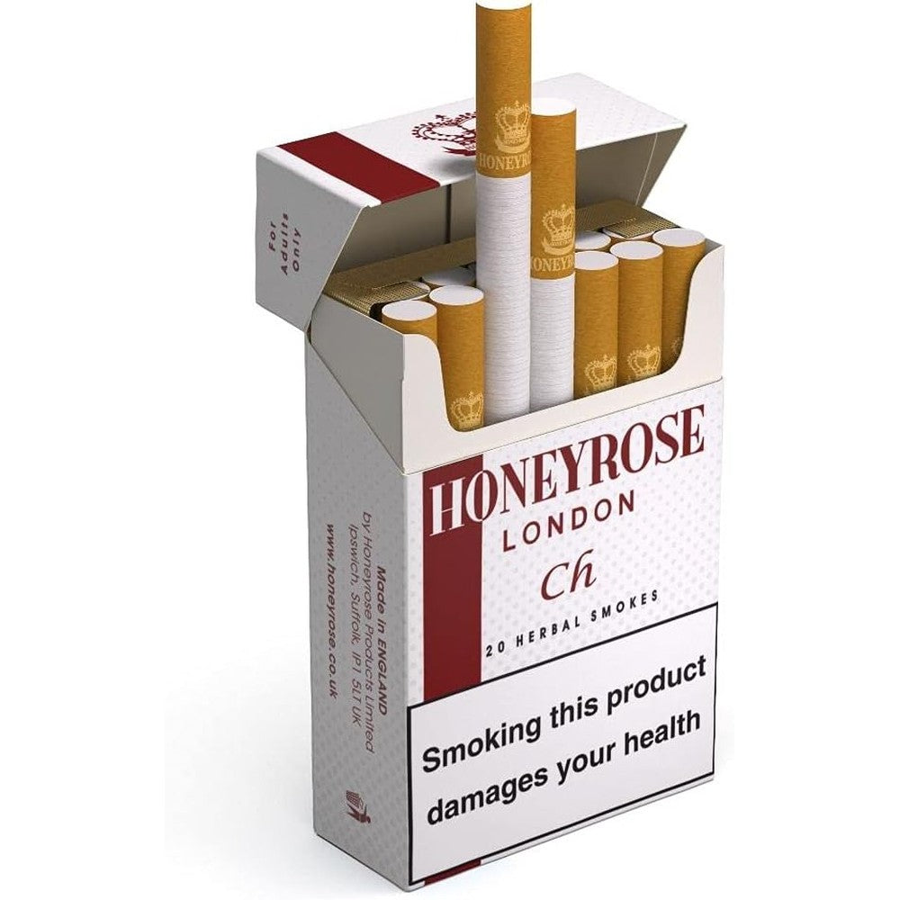 Honeyrose Cherry Herbal Cigarettes pack front view natural tobacco free smokes