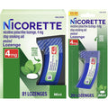 Nicorette 4 mg Mini Nicotine Lozenges front view of the packaging dispenser