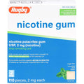 Rugby Laboratories 2mg Nicotine Polacrilex Gum front box view for smoking cessation.