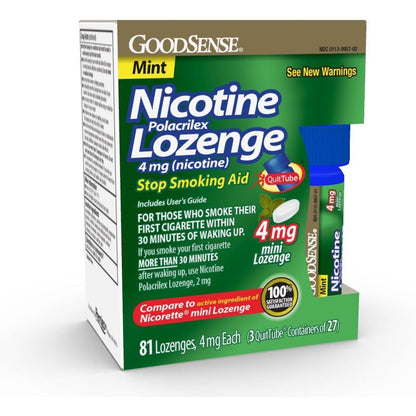 GoodSense Mini Nicotine Polacrilex Lozenge 4mg front packaging