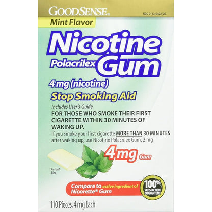 GoodSense Nicotine Polacrilex Gum 4mg Mint box front view smoking cessation aid